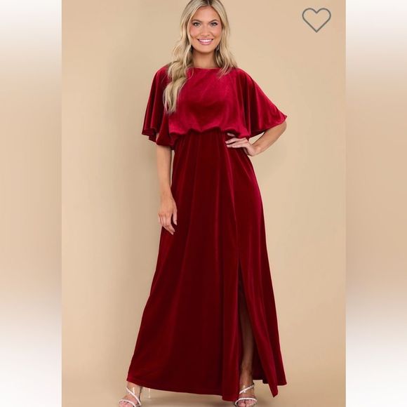 Red Dress Boutique Dresses & Skirts - Red Dress See And Be Seen Ready For Tonight Velvet Maxi Dress Dark Red S